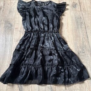 Elegant Sheer Black Ruffle Sleeve mini dress
